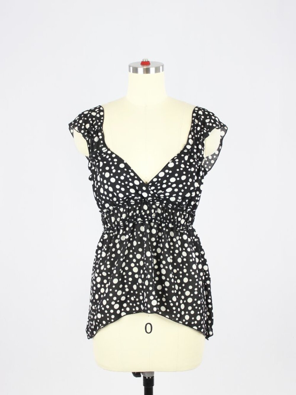 NWT Vintage 00's ANNE X Black Polka Dot Print Chiffon Empire Tank Top, Size M